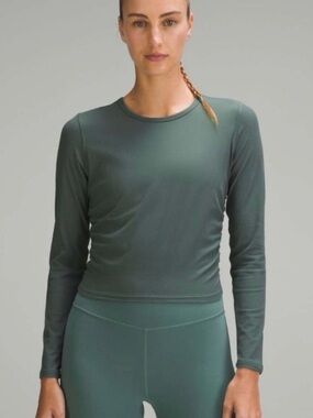 lululemon athletica All It Takes Ribbed Nulu Long-Sleeve Shirt in Dark Forest